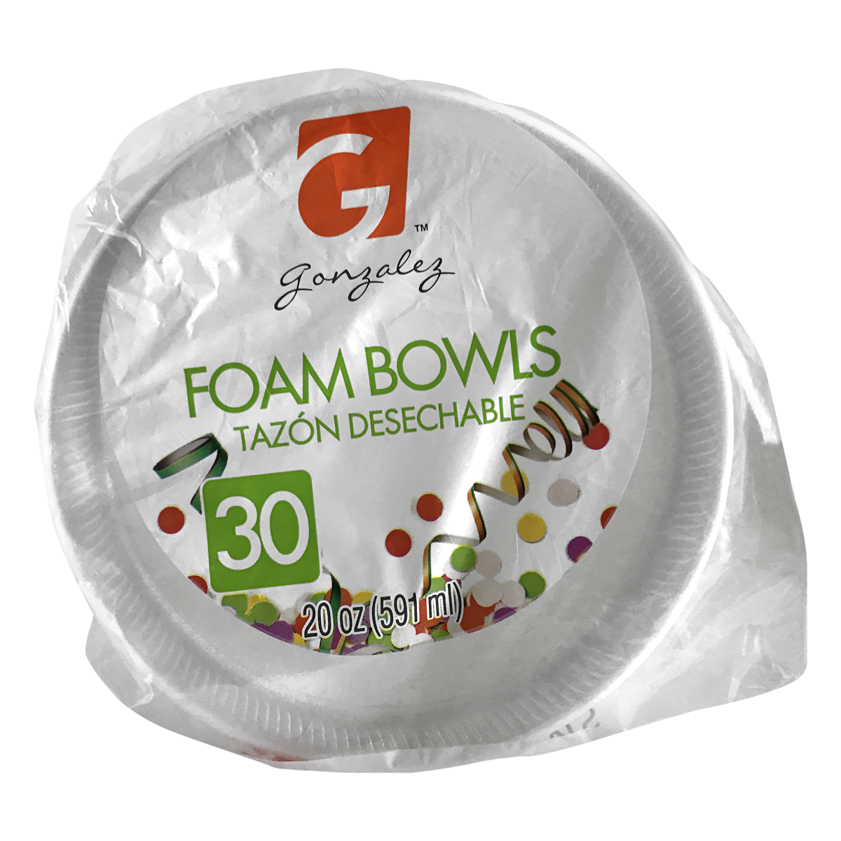 slide 1 of 1, Gonzalez, Foam Bowls, 30 ct