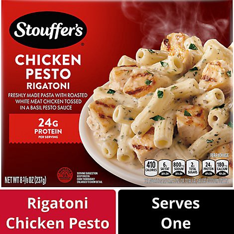 slide 1 of 1, Stouffer's Rigatoni With Chicken And Pesto Frozen Meal - 8.37 Oz, 8.37 oz
