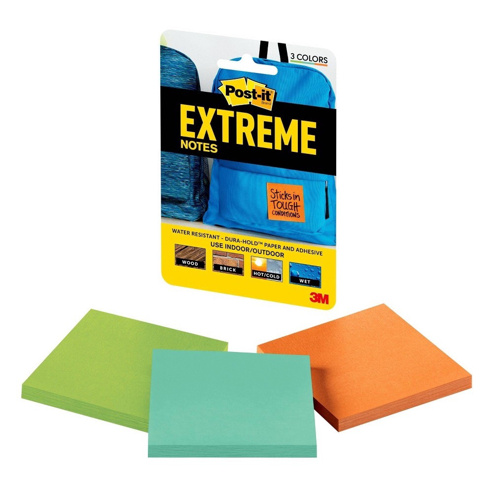 slide 3 of 10, Post-it 3pk 3"x3" Extreme Notes 45 Sheets/Pad, 135 ct