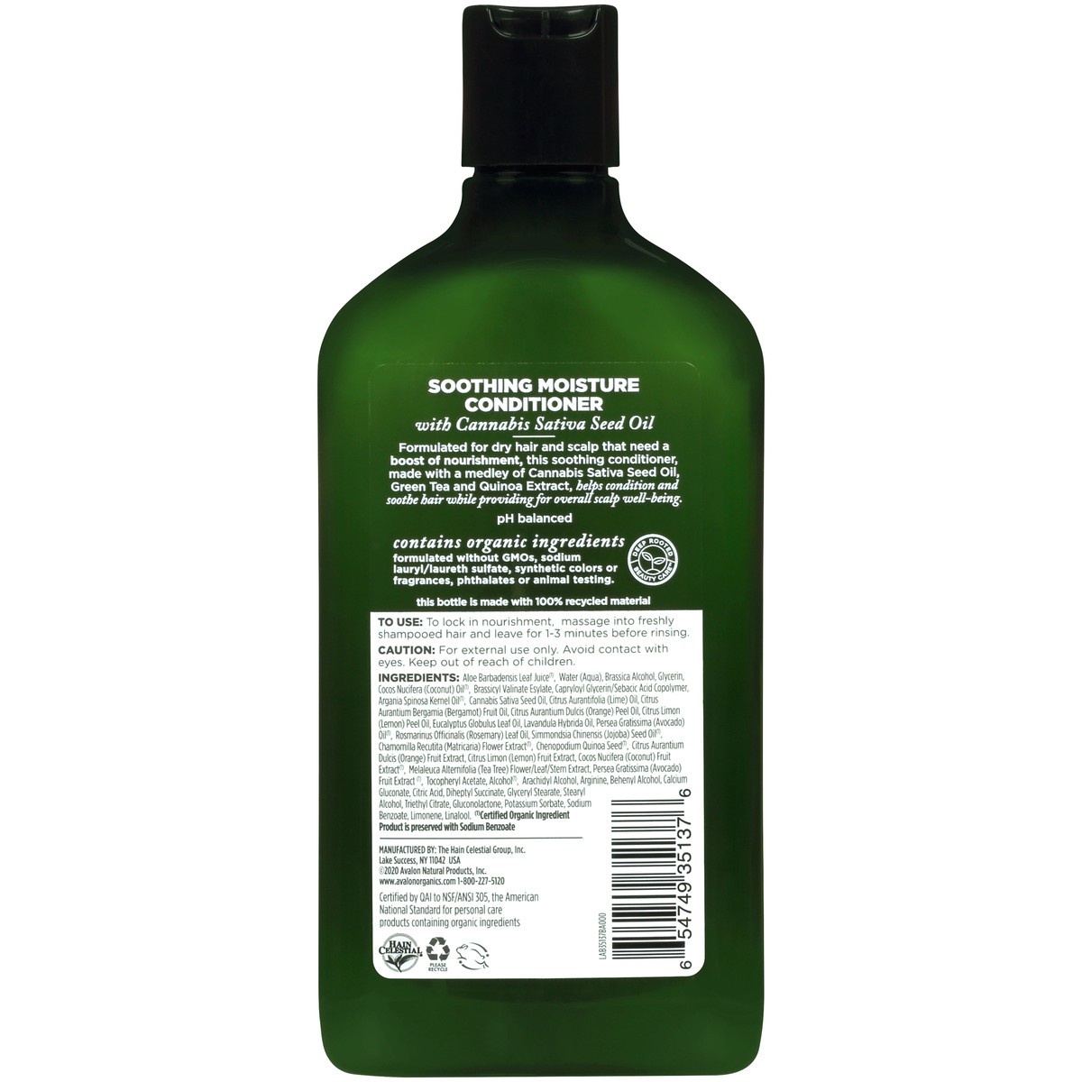 slide 4 of 8, Avalon Organics Soothing Moisture Cannabis Sativa Seed Oil Conditioner 11 oz. Bottle, 11 oz