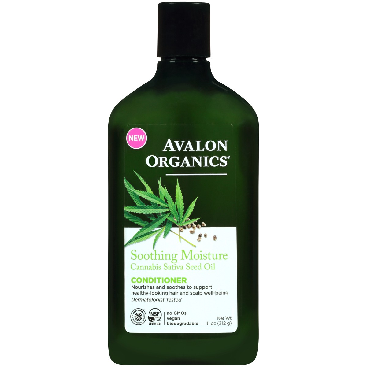 slide 5 of 8, Avalon Organics Soothing Moisture Cannabis Sativa Seed Oil Conditioner 11 oz. Bottle, 11 oz