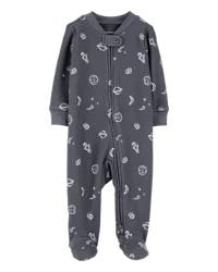Carter's Baby Space Print 2-Way Zip Waffle Knit Sleep & Play - Grey NB