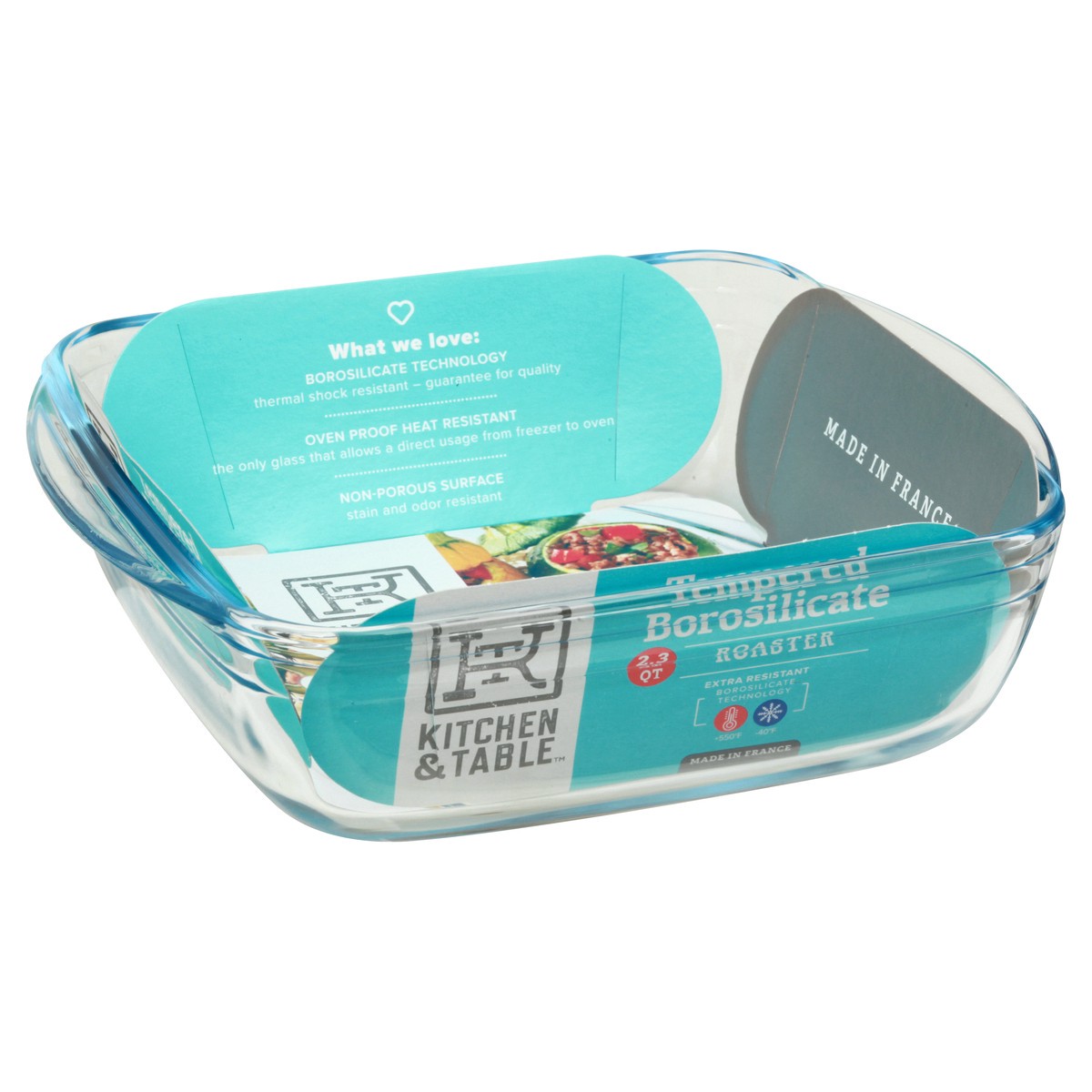 slide 5 of 8, Kitchen & Table by H-E-B Tempered Borosilicate Square Roaster, 2.3 qt