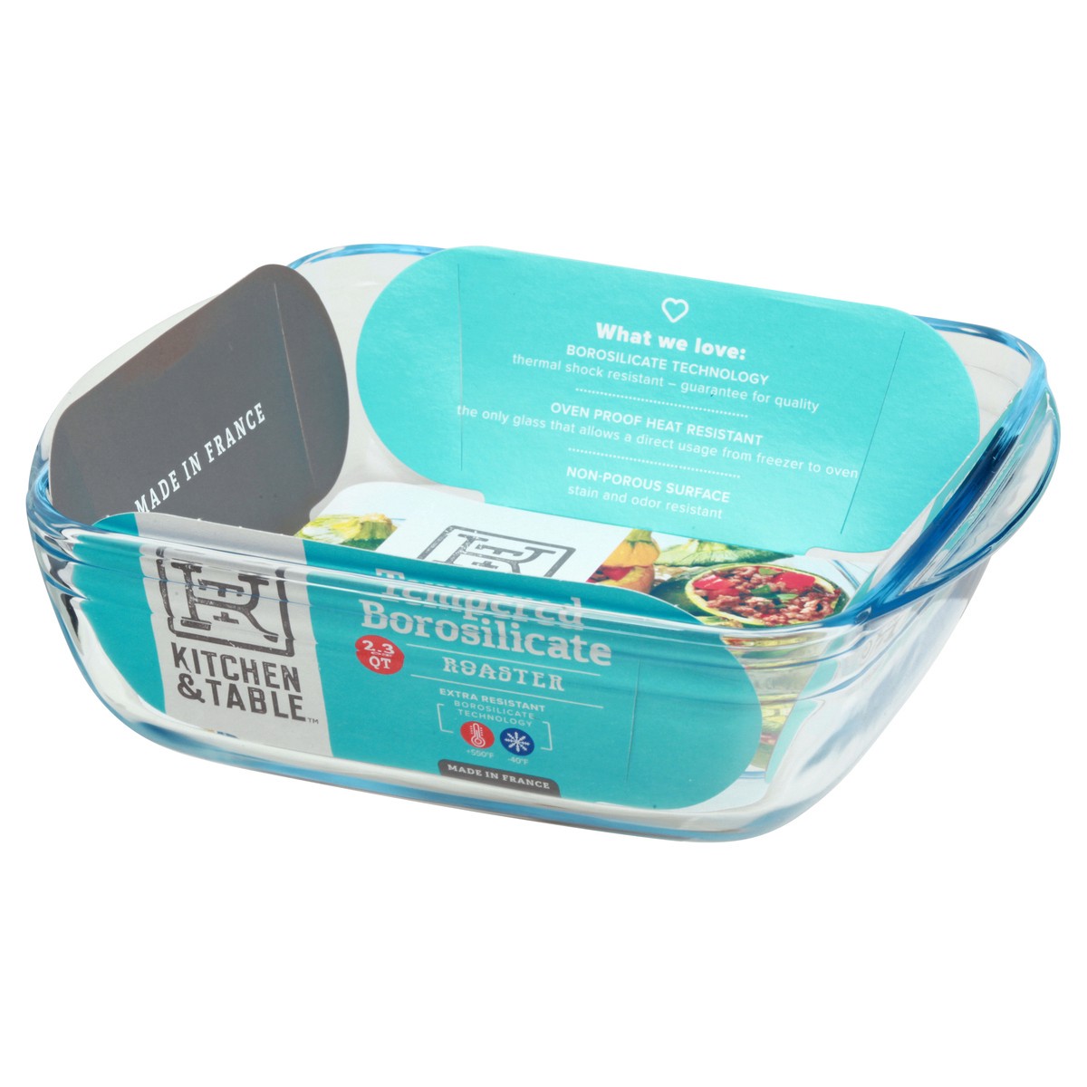 slide 3 of 8, Kitchen & Table by H-E-B Tempered Borosilicate Square Roaster, 2.3 qt