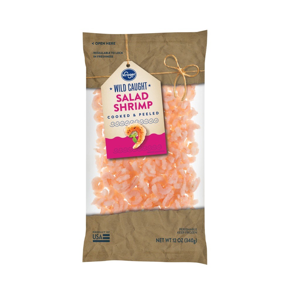 slide 1 of 2, Kroger Wild Caught Cooked & Peeled Frozen Salad Shrimp, 12 oz