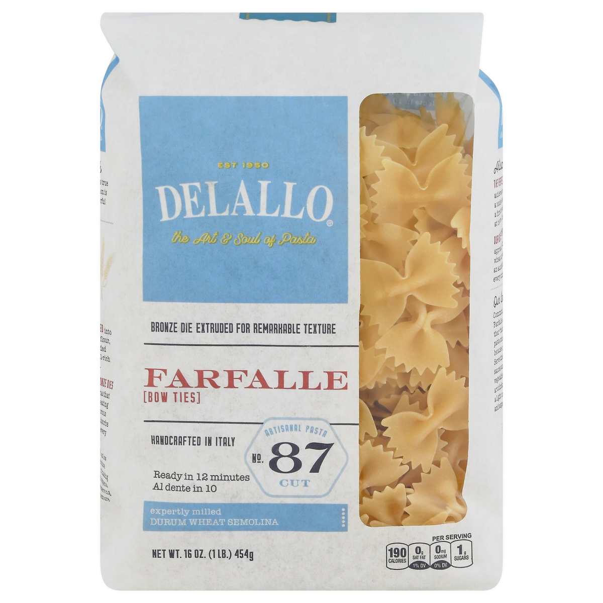 slide 1 of 1, DeLallo Farfalle, No. 87, 1 lb