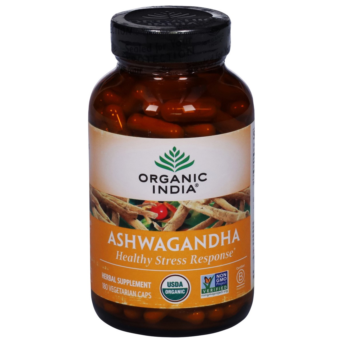 slide 1 of 1, Organic India Ashwagandha 180 Vegetarian Caps, 180 ct