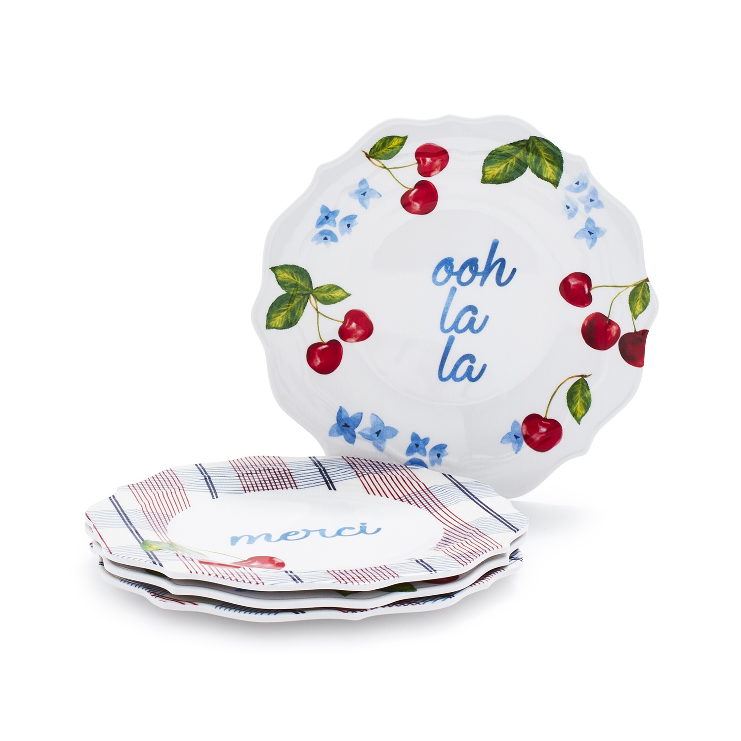 slide 1 of 1, Sur La Table French Picnic Melamine Appetizer Plates, 4 ct