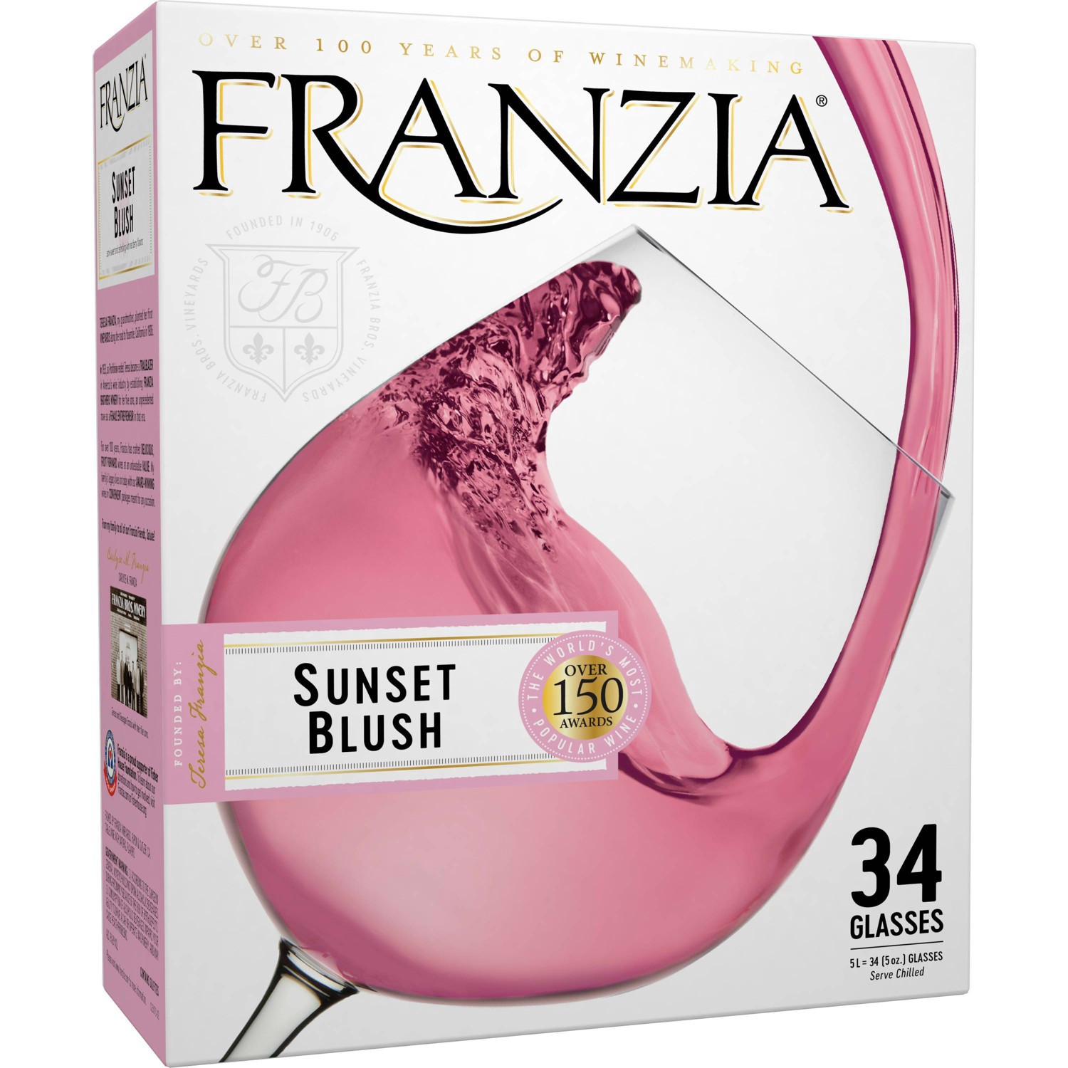 slide 1 of 27, Franzia Sunset Blush Pink Wine, 5 liter box