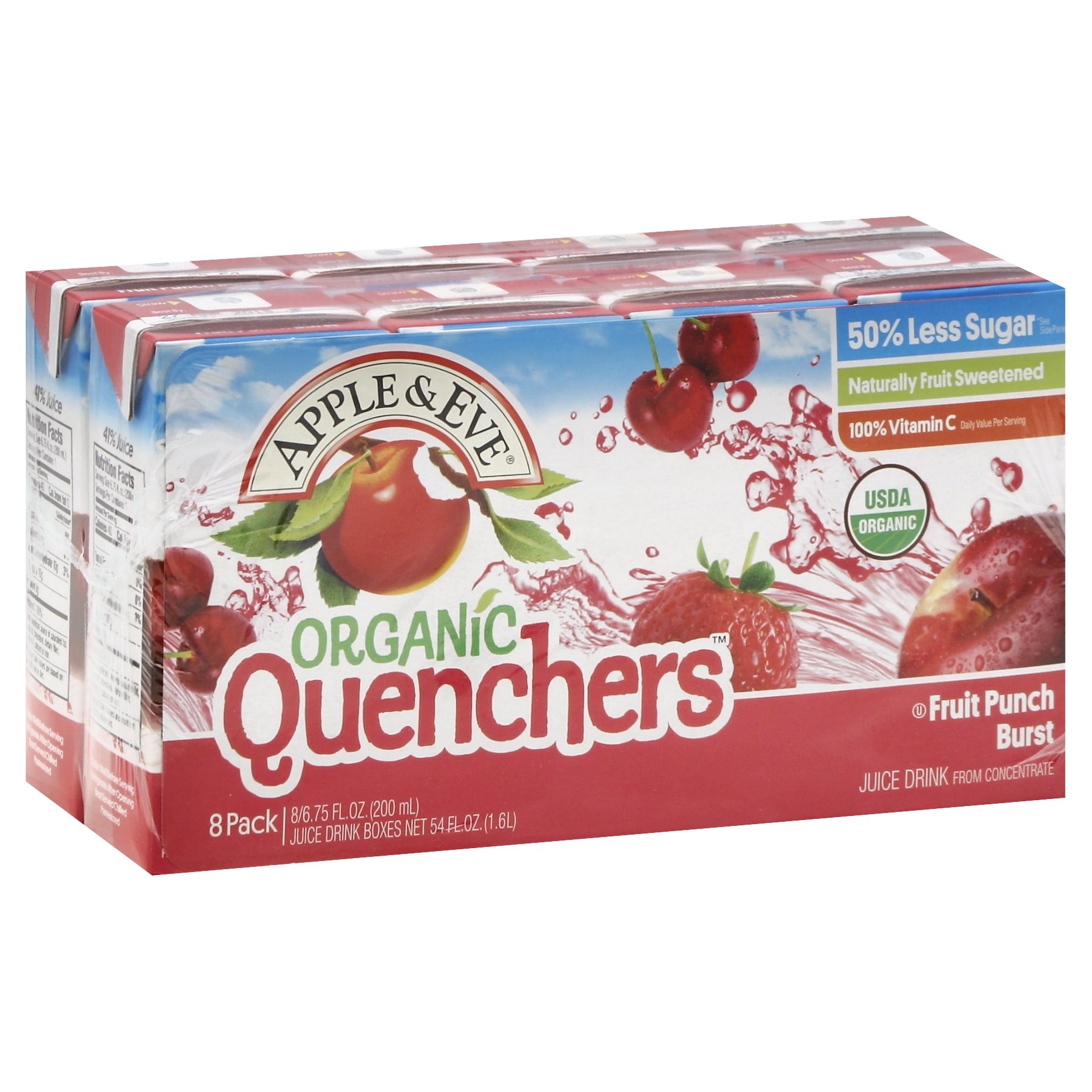 slide 1 of 8, Apple & Eve Organic Quenchers Fruit Punch Burst Juice Drink - 8 ct; 6.75 fl oz, 8 ct; 6.75 fl oz