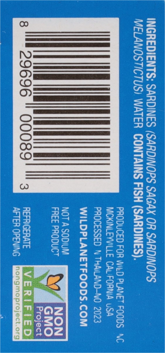 slide 7 of 9, Wild Planet No Salt Added Wild Sardines In Water, 4.4 oz