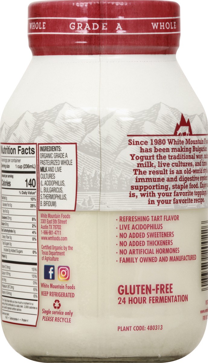 slide 7 of 9, White Mountain Whole Milk Yogurt Og, 32 oz