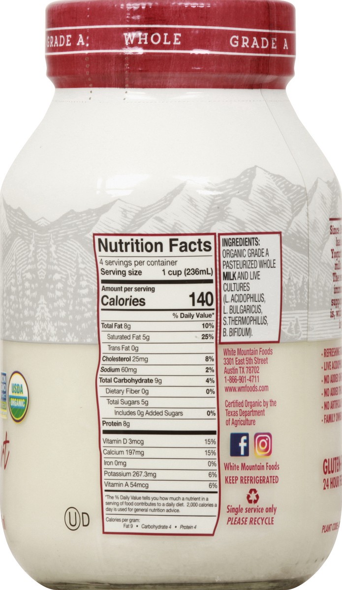 slide 4 of 9, White Mountain Whole Milk Yogurt Og, 32 oz