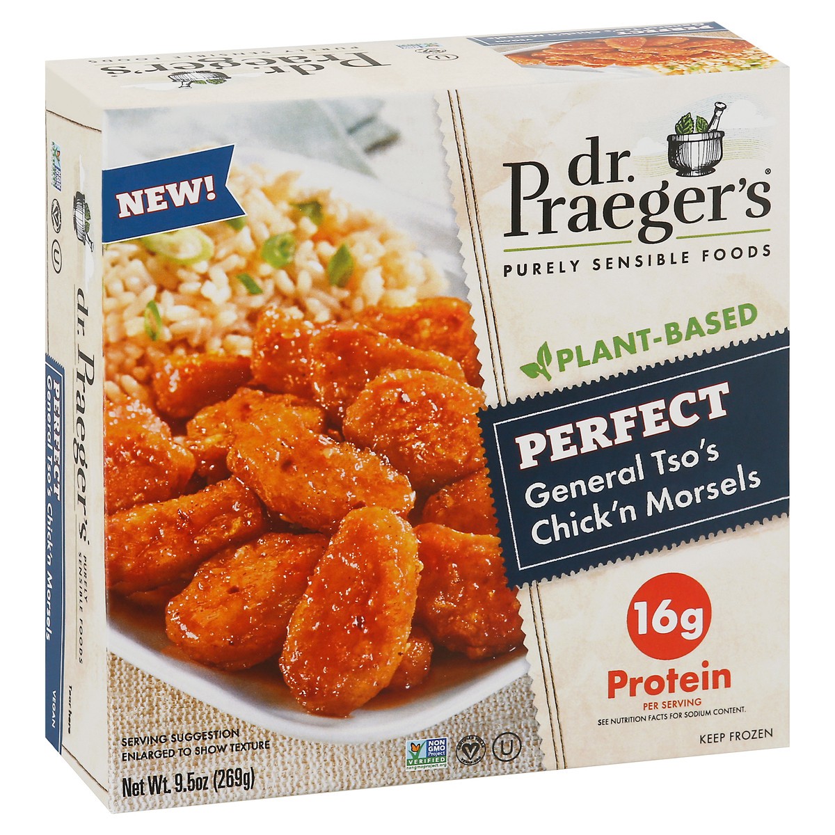 slide 2 of 9, Dr. Praeger's General Tso's Chick'N Morsels, 9.5 oz