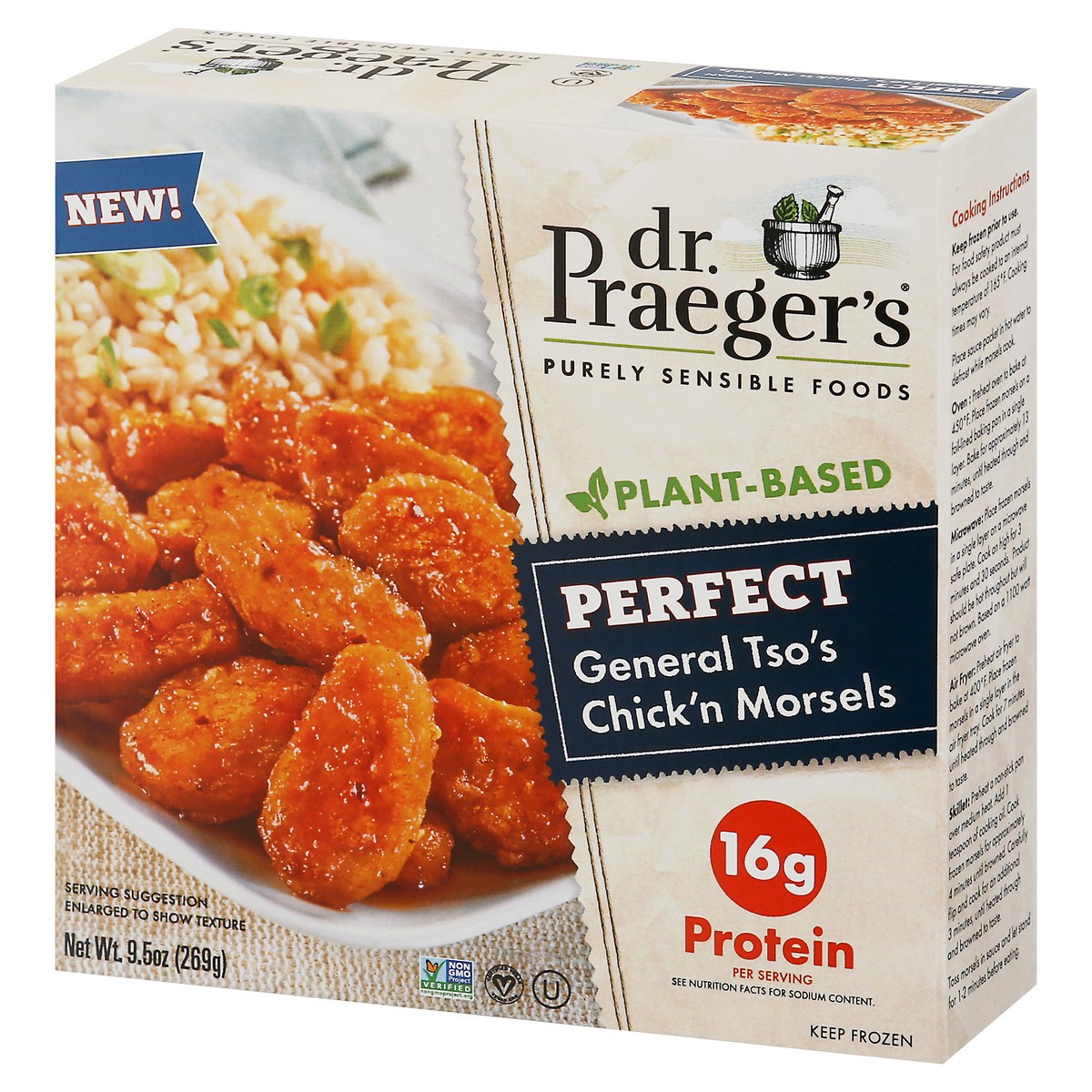 slide 3 of 9, Dr. Praeger's General Tso's Chick'N Morsels, 9.5 oz
