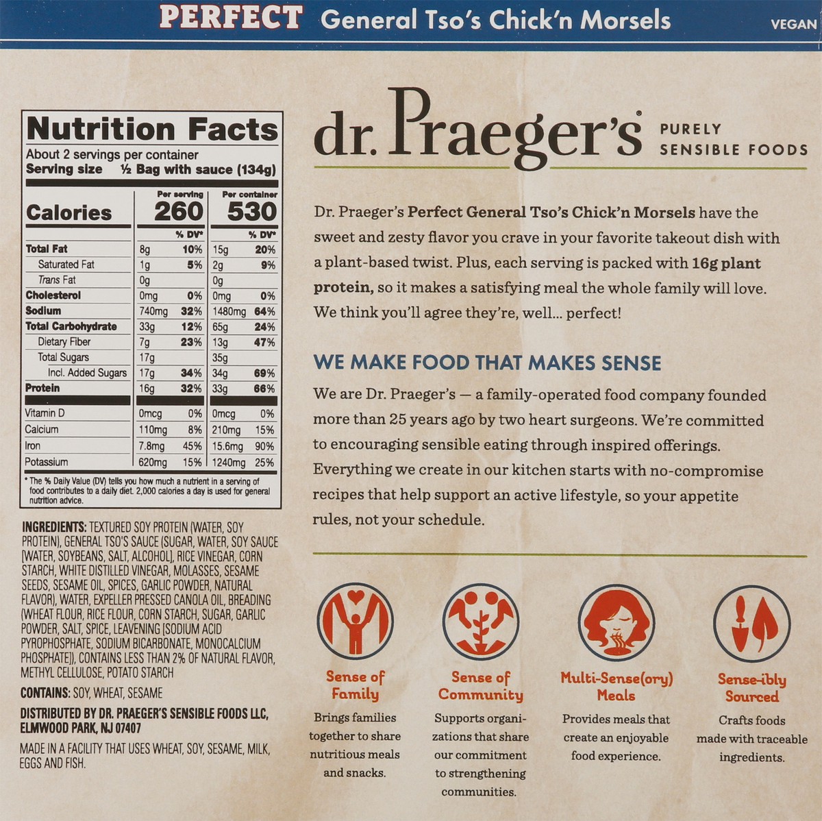 slide 5 of 9, Dr. Praeger's General Tso's Chick'N Morsels, 9.5 oz