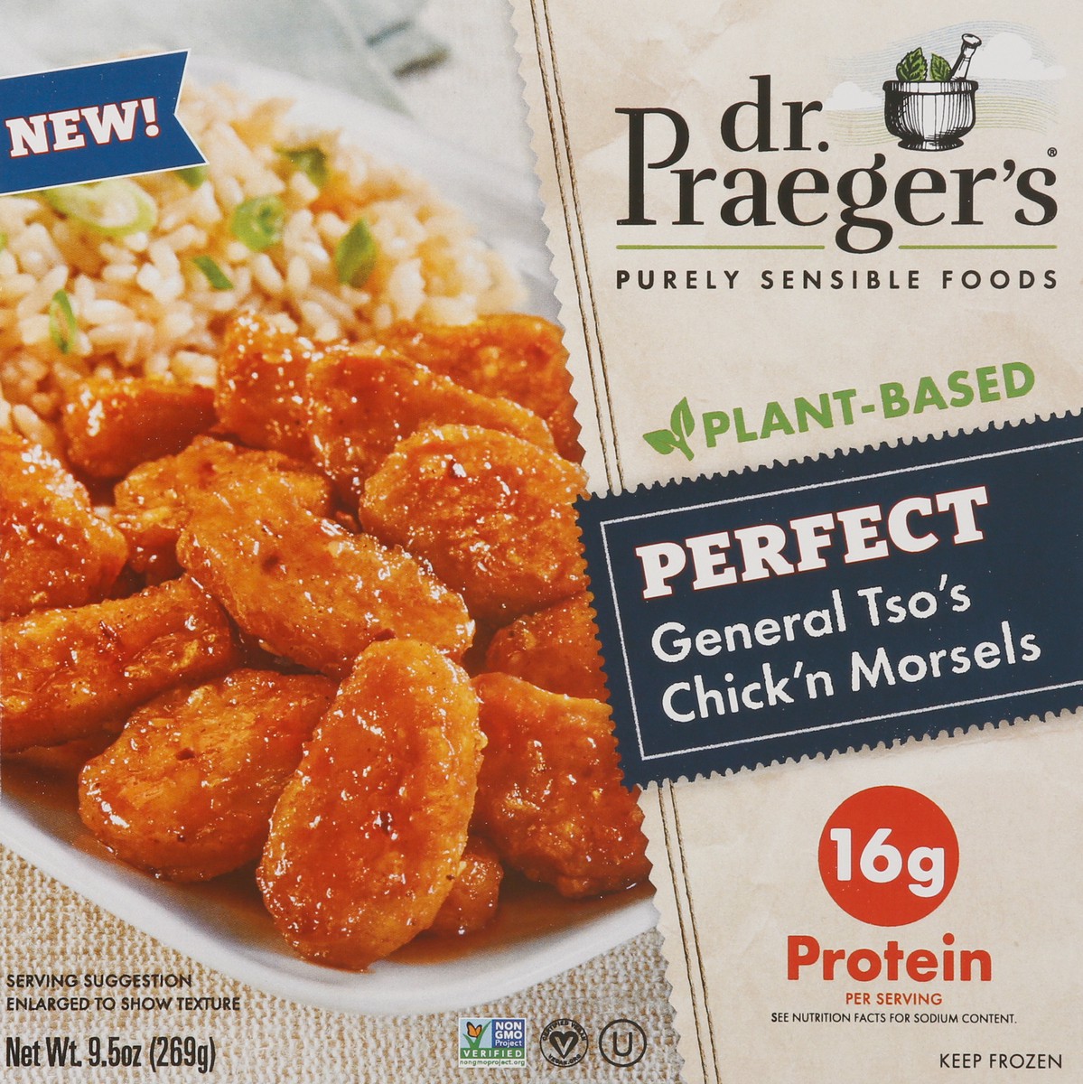 slide 6 of 9, Dr. Praeger's General Tso's Chick'N Morsels, 9.5 oz