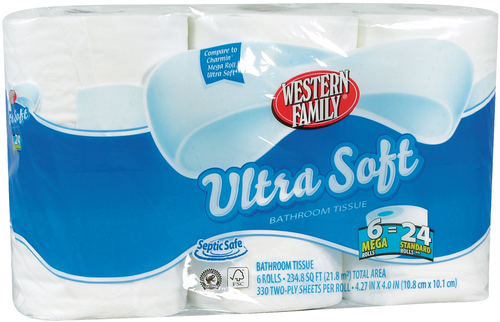 slide 1 of 1, Western Family Ultra Soft Mega Bathroom, 6 ct