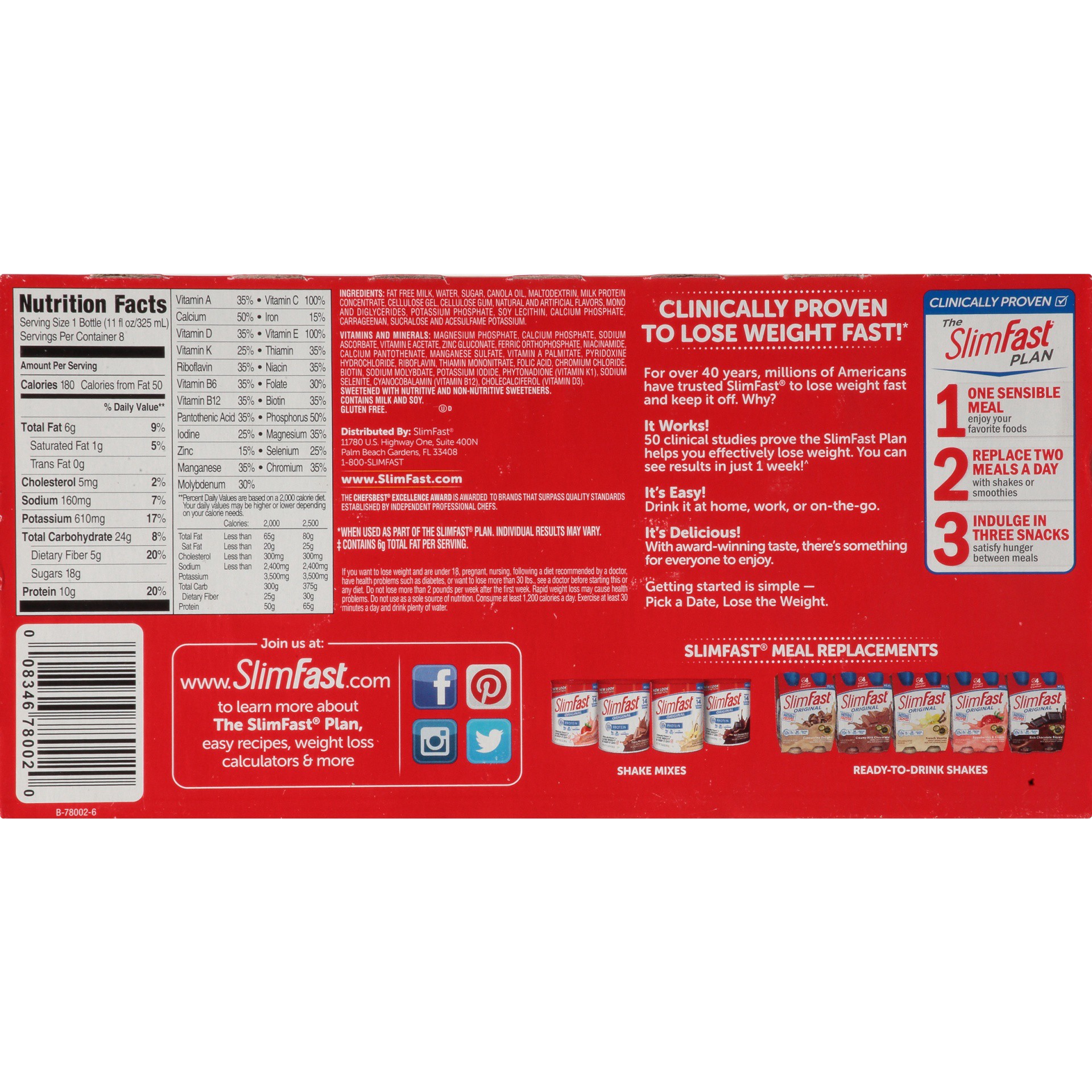 slide 9 of 9, SlimFast Coffee House Mocha Cappuccino Meal Replacement Shake 8 - 11 fl oz Bottles, 8 ct; 11 fl oz