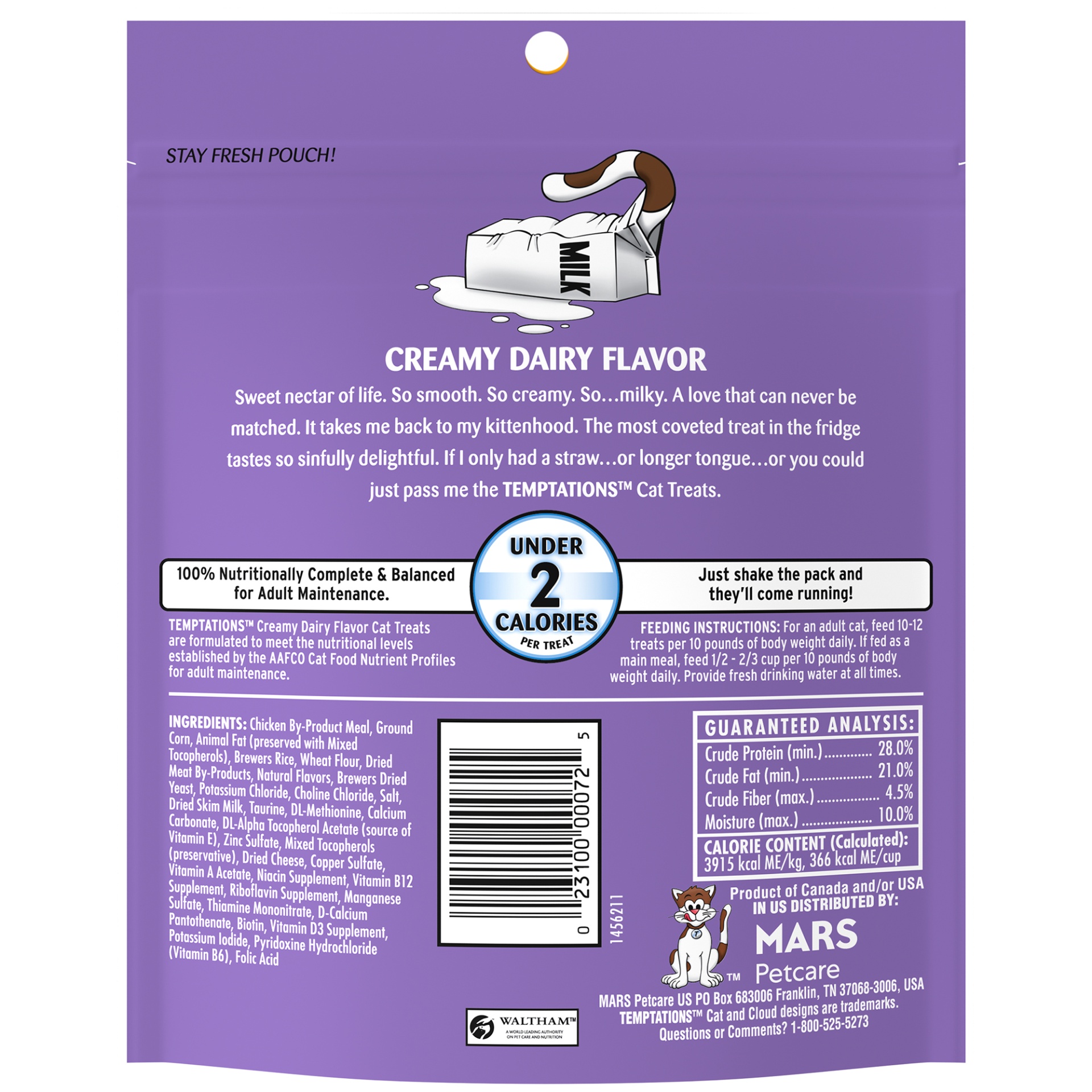 slide 2 of 7, Temptations Classic Crunchy And Soft Cat Treats Creamy Dairy Flavor, 6.35 oz