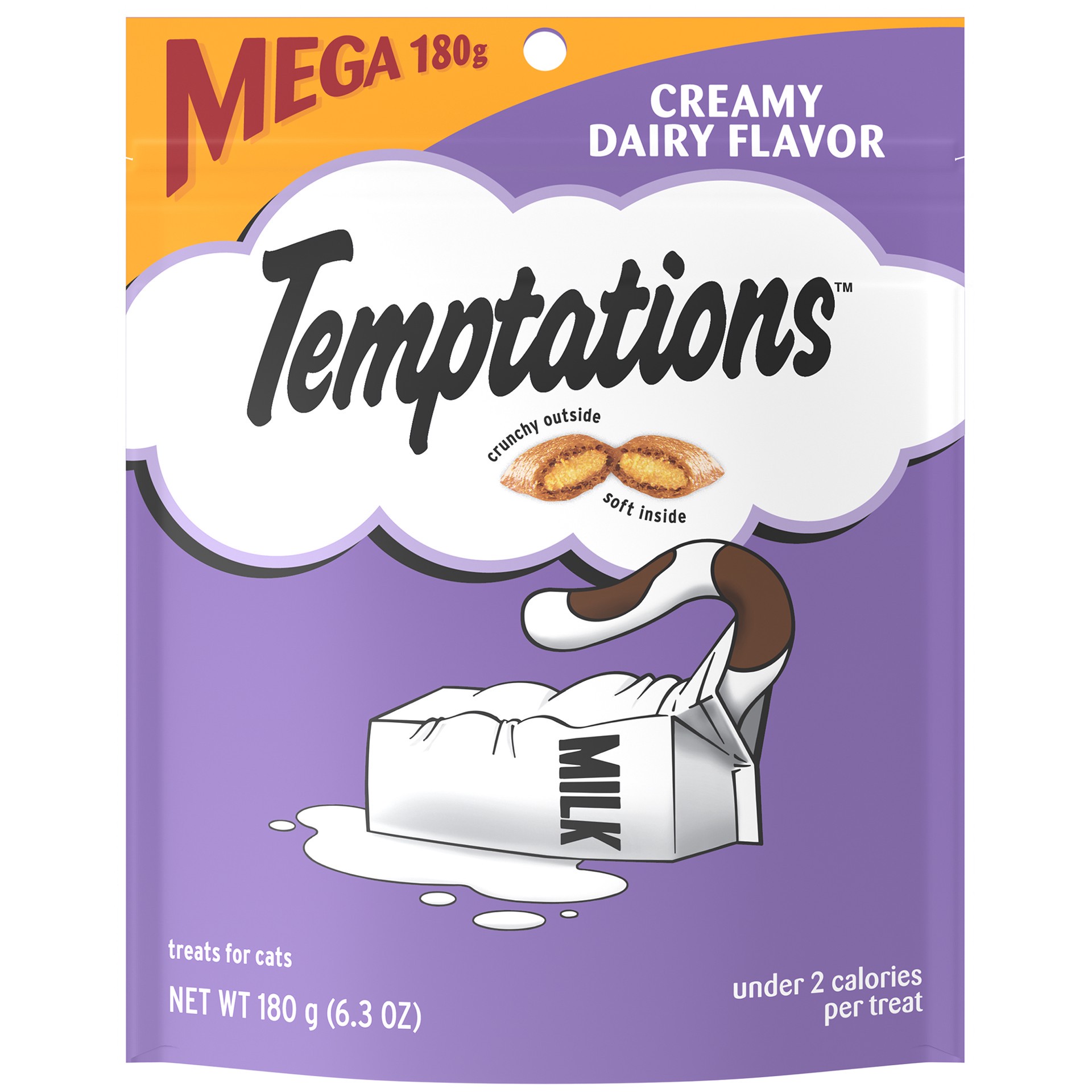 slide 1 of 7, Temptations Classic Crunchy And Soft Cat Treats Creamy Dairy Flavor, 6.35 oz
