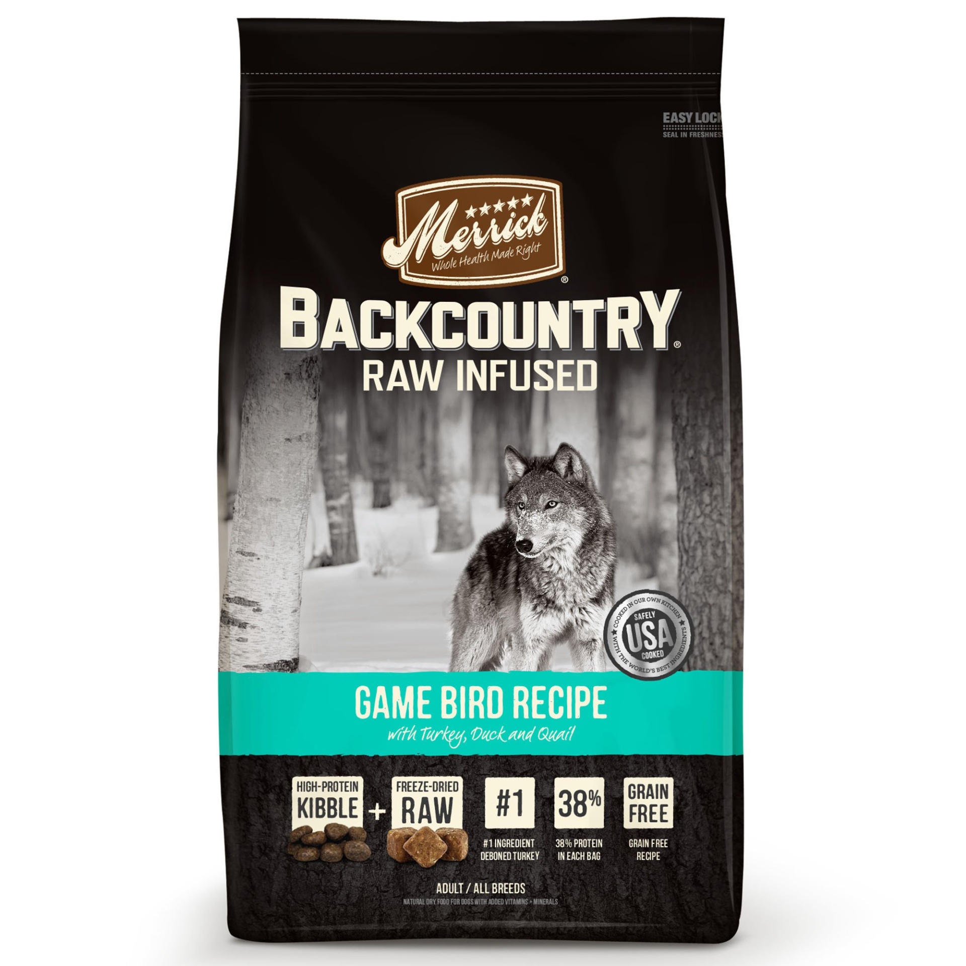 slide 1 of 1, Merrick Backcountry Grain Free Raw Infused Game Bird Dry Dog Food, 22 lb