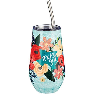 slide 1 of 1, Haven & Key Texas Gal Floral Stainless Steel Stemless Tumbler with Straw, 16 oz