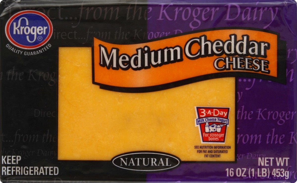 slide 4 of 5, Kroger Medium Cheddar Cheese Bar, 16 oz