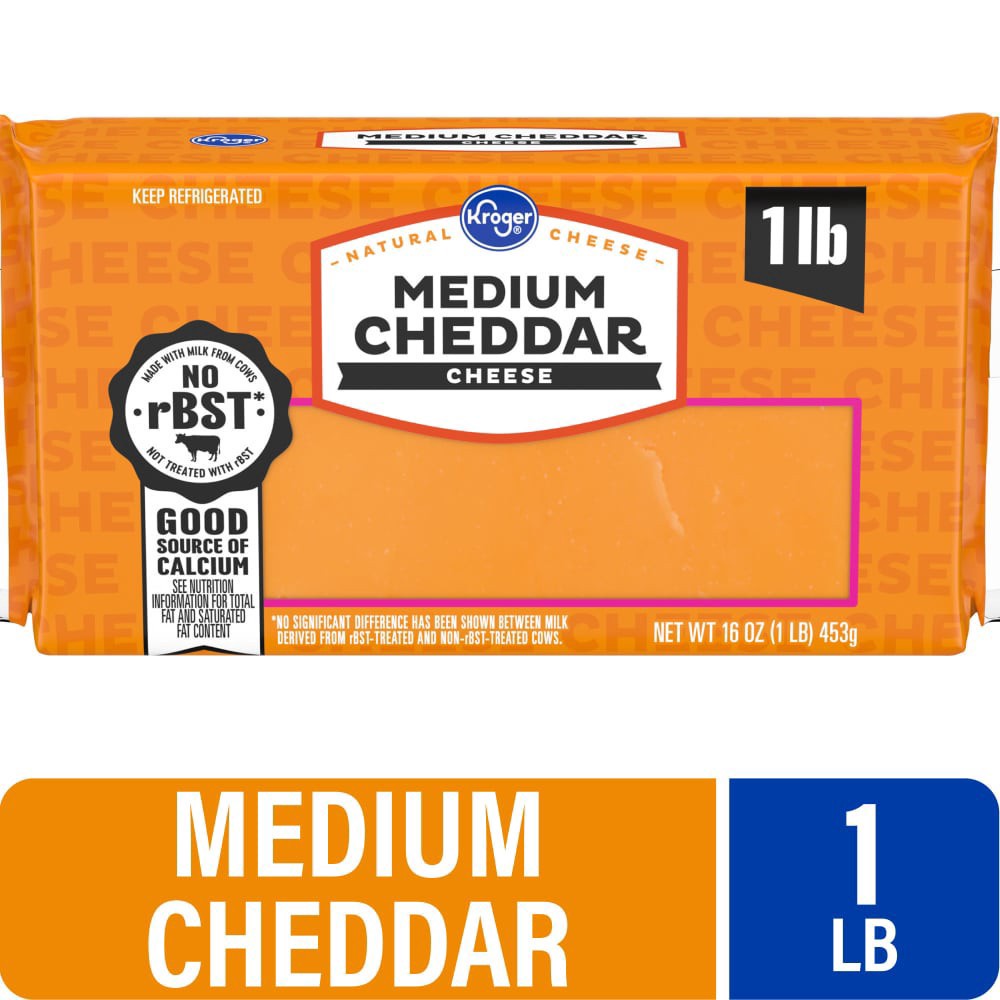 slide 1 of 5, Kroger Medium Cheddar Cheese Bar, 16 oz