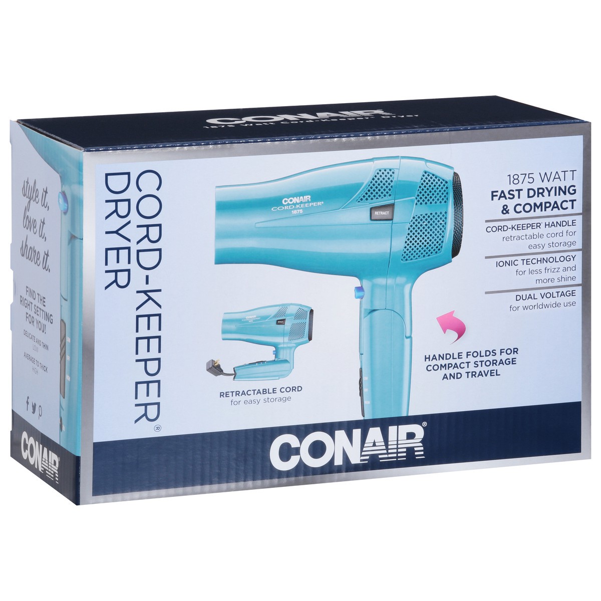 slide 4 of 9, Conair 1875 Watt Cord-Keeper Dryer 1 ea, 1 ct