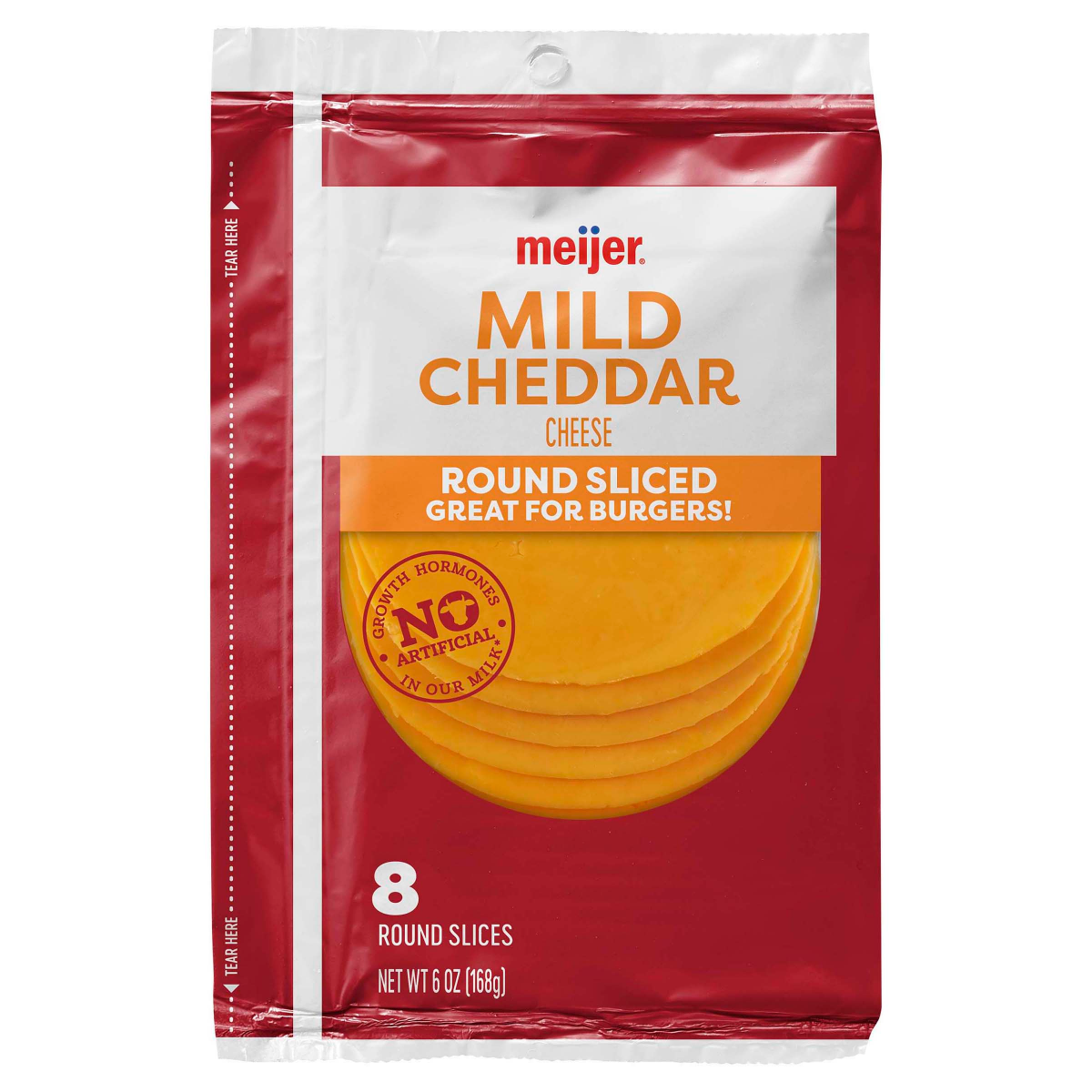 slide 1 of 5, Meijer Round Mild Cheddar Cheese Burger Slices, 6 oz