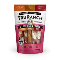 TruRanch 6 inch Pork Skin Twists Assorted Dog Chews