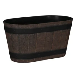 Oval Barrel Planter, 17.8 in x 9 in, Brown