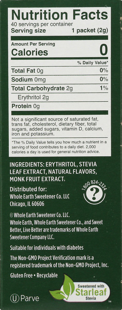 slide 3 of 9, Whole Earth Sweetener Co. Nature Sweet Stevia Monk Fruit, 40 ct