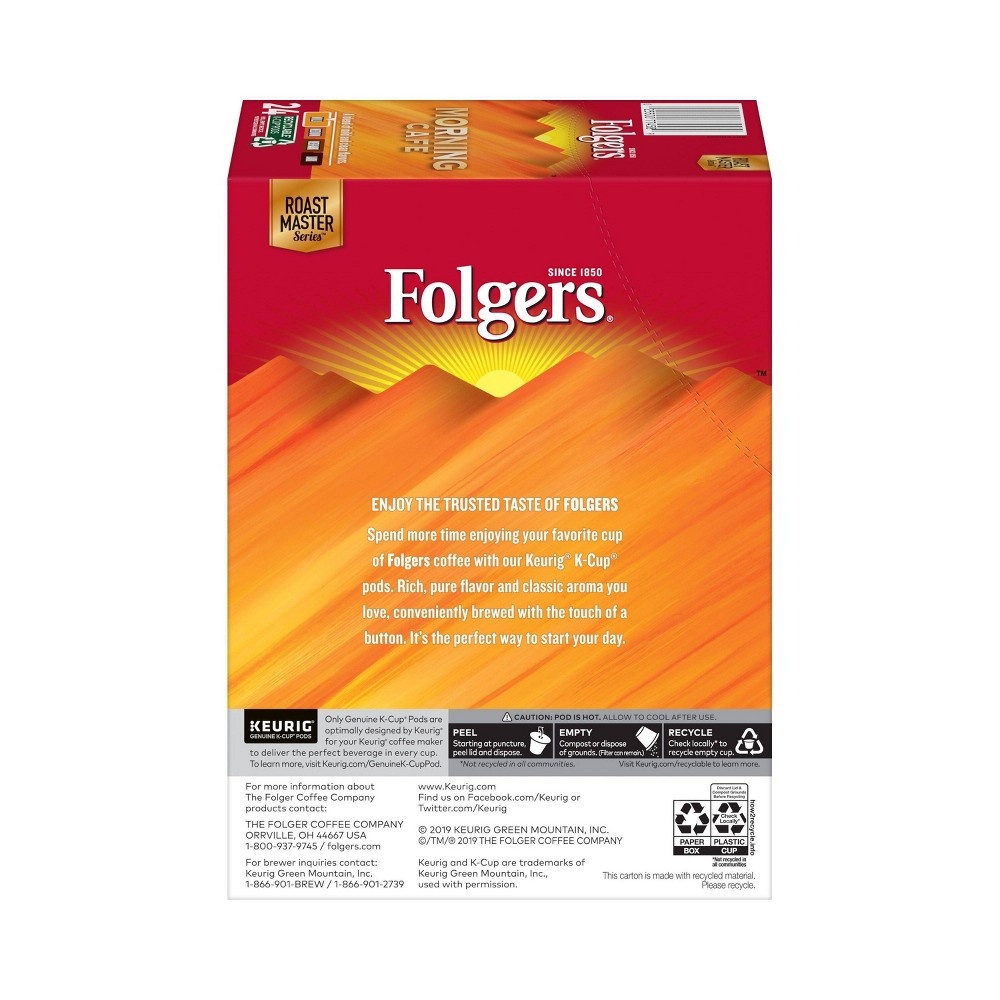 slide 3 of 7, Folgers Morning Cafe Dark Roast Coffee - Keurig K-Cup Pods, 24 ct