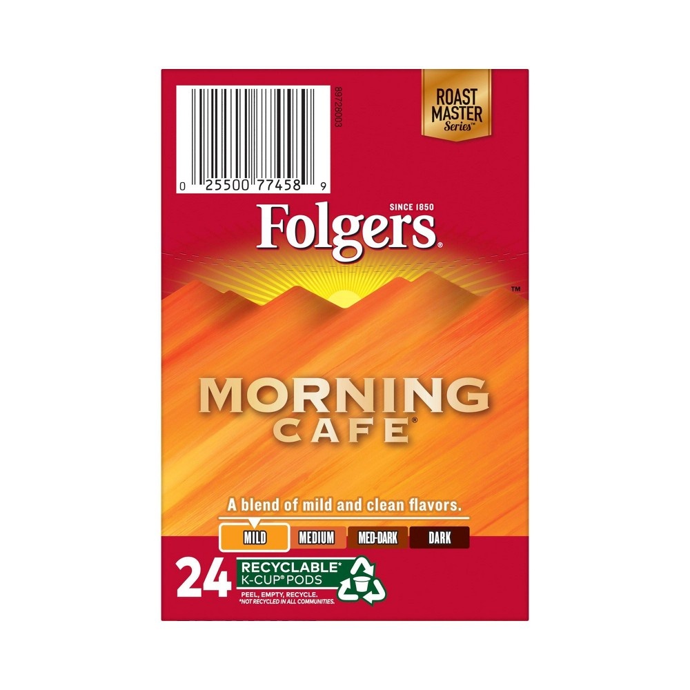 slide 4 of 7, Folgers Morning Cafe Dark Roast Coffee - Keurig K-Cup Pods, 24 ct