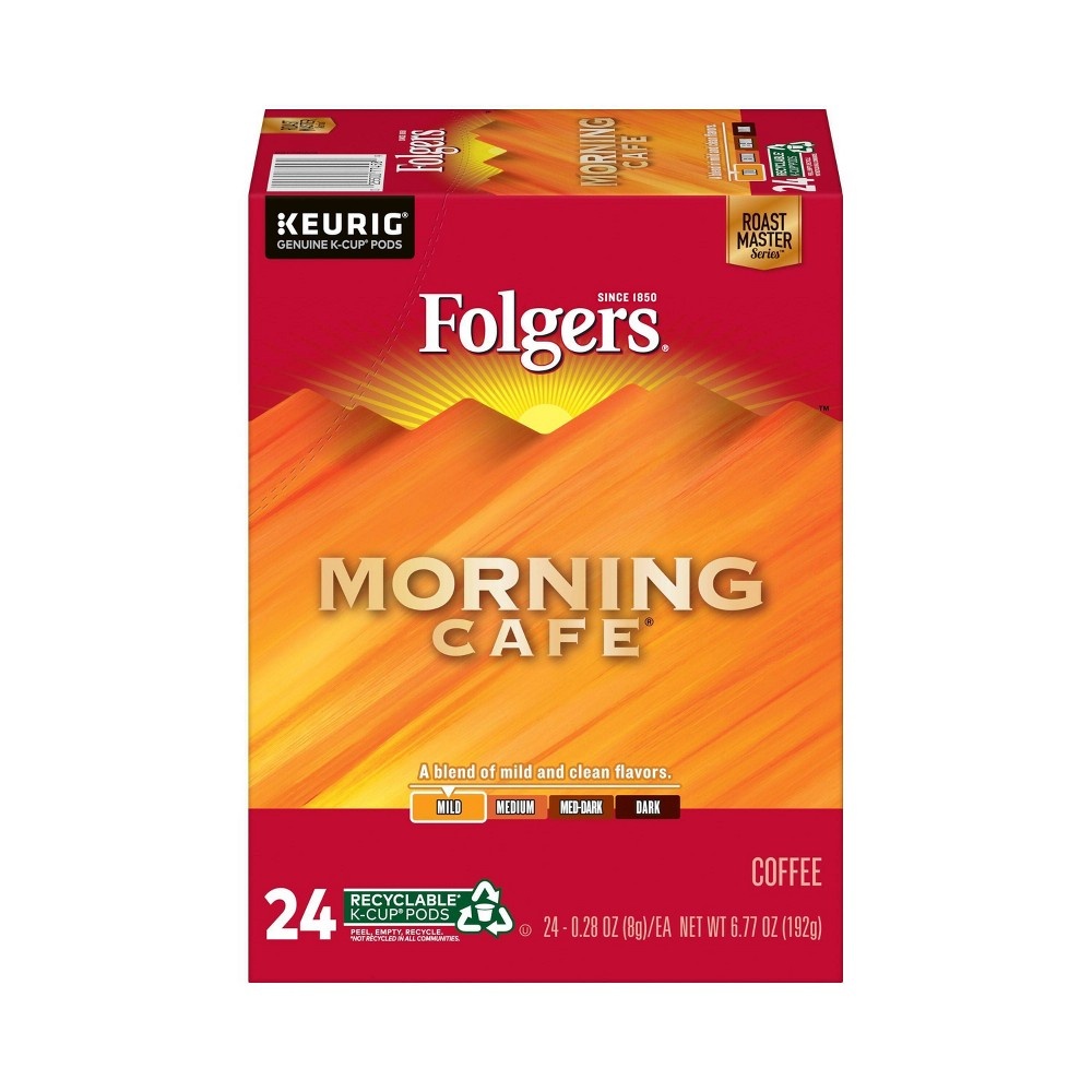 slide 5 of 7, Folgers Morning Cafe Dark Roast Coffee - Keurig K-Cup Pods, 24 ct