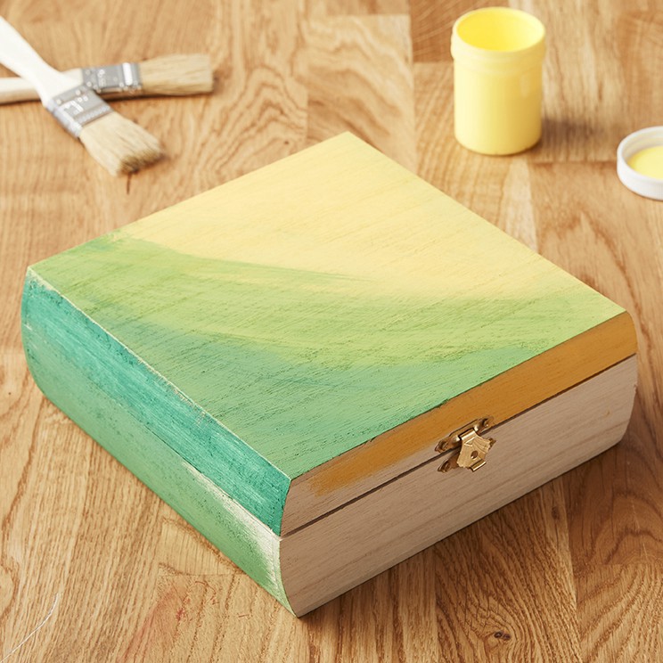 slide 2 of 4, Curved Sides Wooden Box By Make Market, 7.25 in x 7.25 in