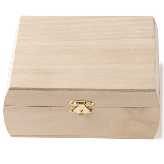 slide 1 of 4, Curved Sides Wooden Box By Make Market, 7.25 in x 7.25 in