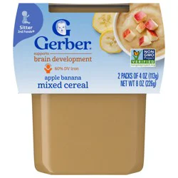 Gerber 2nd Foods Apple Banana with Mixed Cereal Baby Food, 2 x 4 oz Tubs