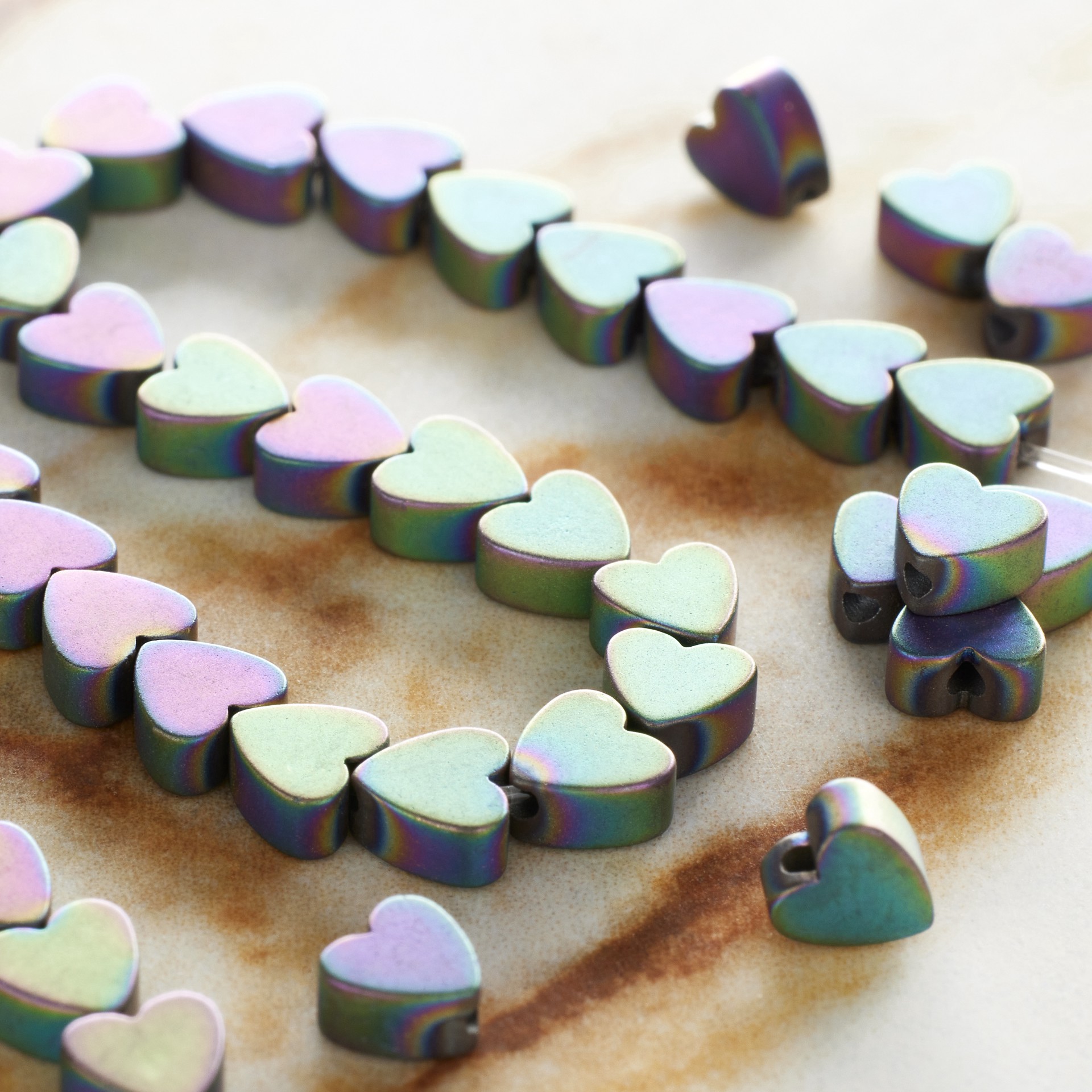 slide 3 of 3, Multicolor Hematite Heart Beads, 4mm By Bead Landing, 4 mm