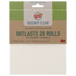 Scotch-Brite Greener Clean Reusable Sponge Cloths, 2 Count