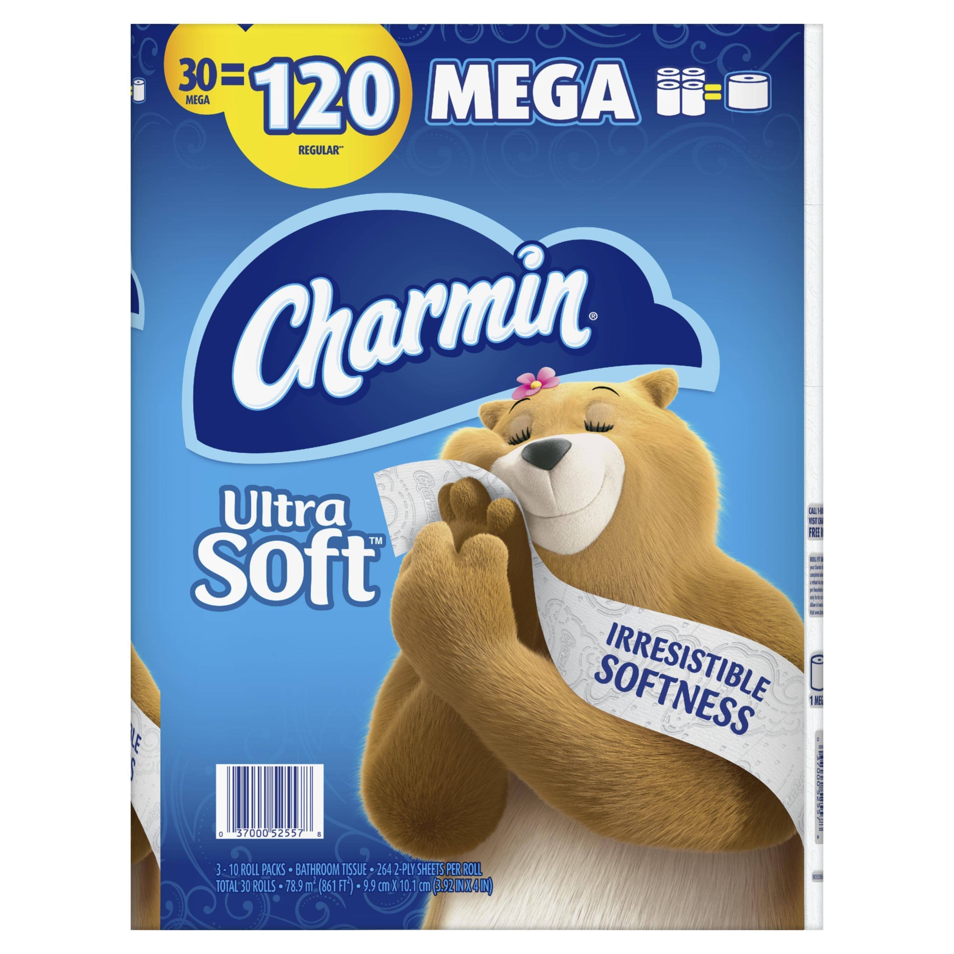 slide 1 of 1, Charmin Ultra Soft Toilet Paper, Mega Rolls, 30 ct