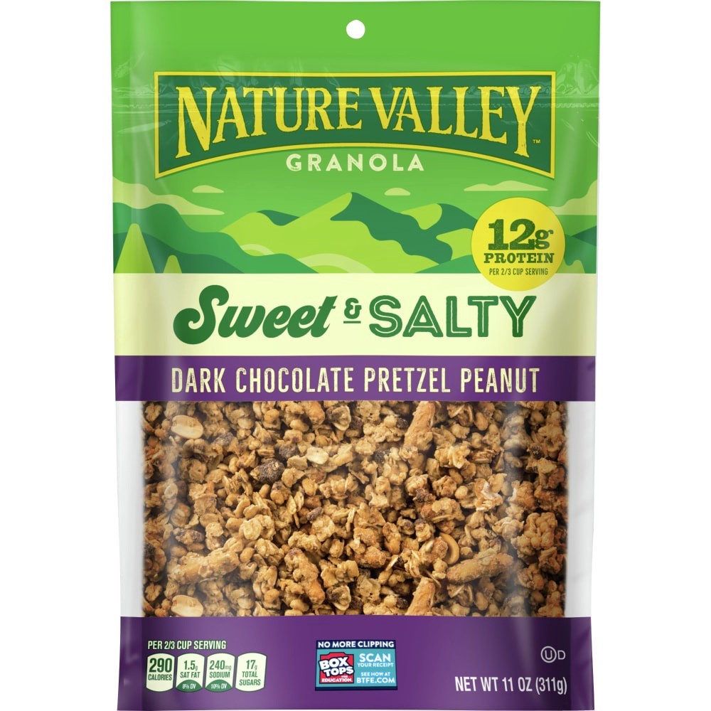 slide 2 of 4, Nature Valley Sweet And Salty Dark Chocolate Pretzel Peanut Granola, 11 oz