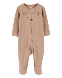Carter's Carters Baby Bear 2-Way Zip Ribbed Sleep & Play Pajamas - Brown Brown 6M