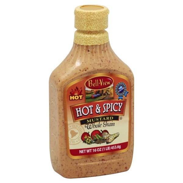 slide 1 of 1, Bell-View Mustard, Whole Grain, Hot & Spicy, Hot, 16 oz