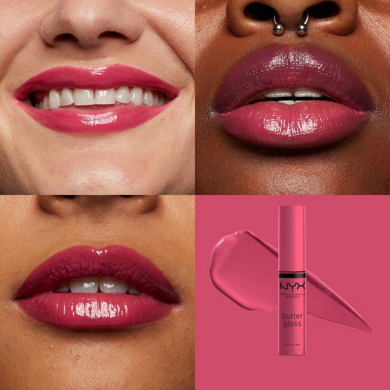 slide 3 of 8, NYX Professional MakeupProfessional Makeup NYX Professional MakeupButter Lip Gloss Strawberry Cheesecake, 0.27 fl oz