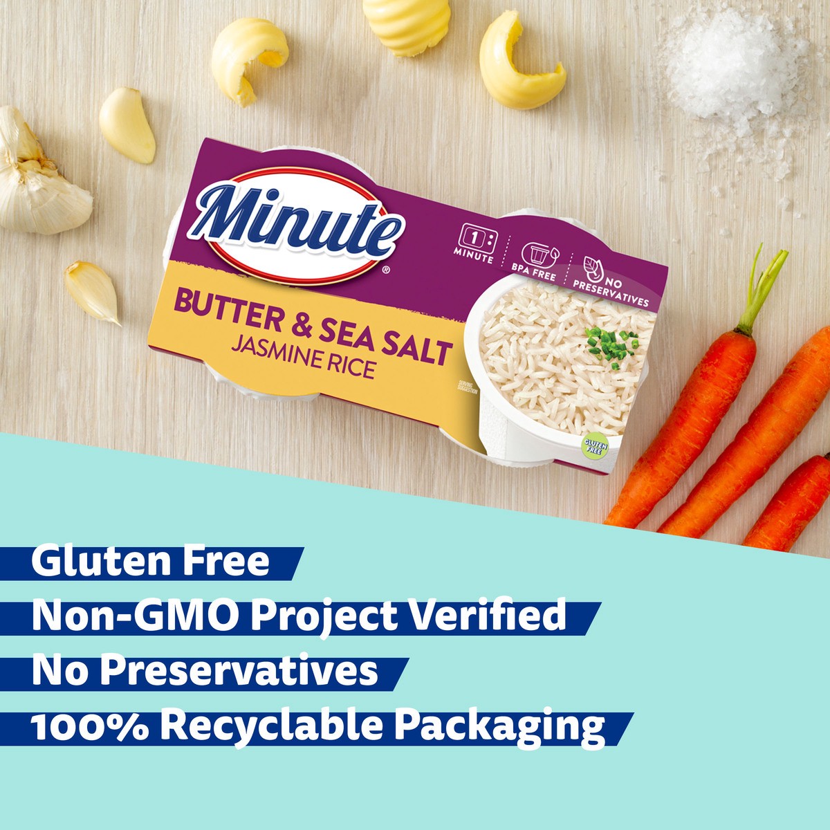 slide 2 of 6, Minute Jasmine Rice, Butter & Sea Salt, 2 ct; 8.8 oz