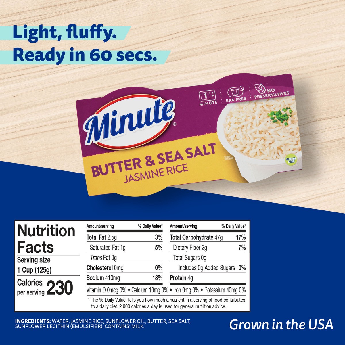 slide 5 of 6, Minute Jasmine Rice, Butter & Sea Salt, 2 ct; 8.8 oz