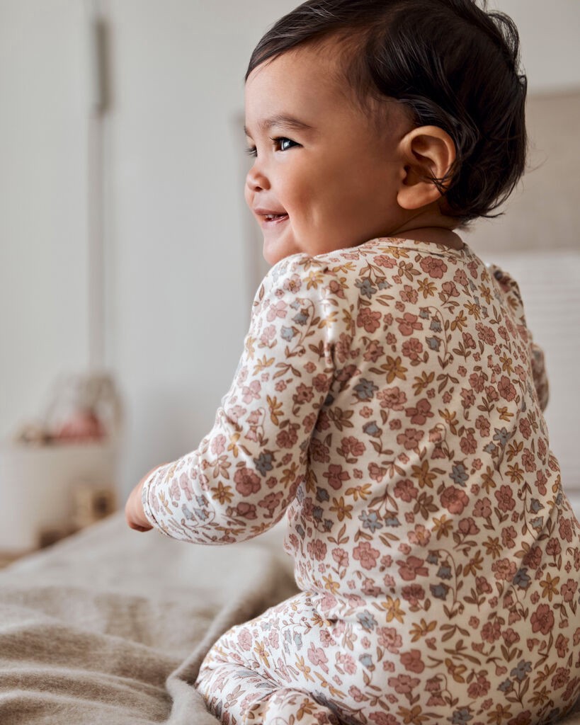 slide 3 of 3, Carter's Carters Baby Floral 2-Way Zip Cotton Sleep & Play Pajamas - Pink Pink 9M, 1 ct